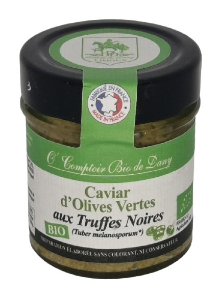 Caviar olives vertes à la truffe noire